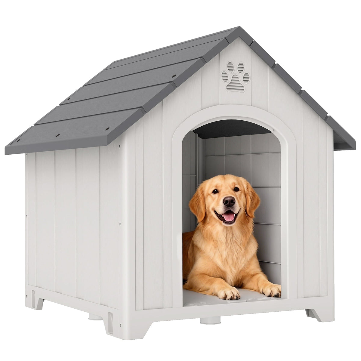 PawNora Large Outdoor Dog House – Reinforced PP Shelter with Raised Base
