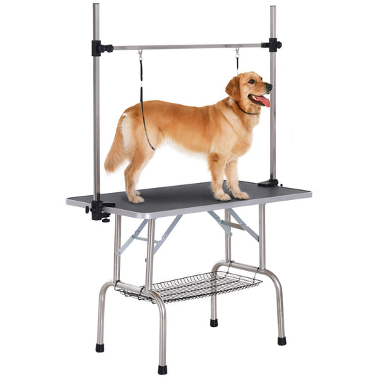 PawNora Professional Pet Grooming Table – Height Adjustable with Storage Shelf
