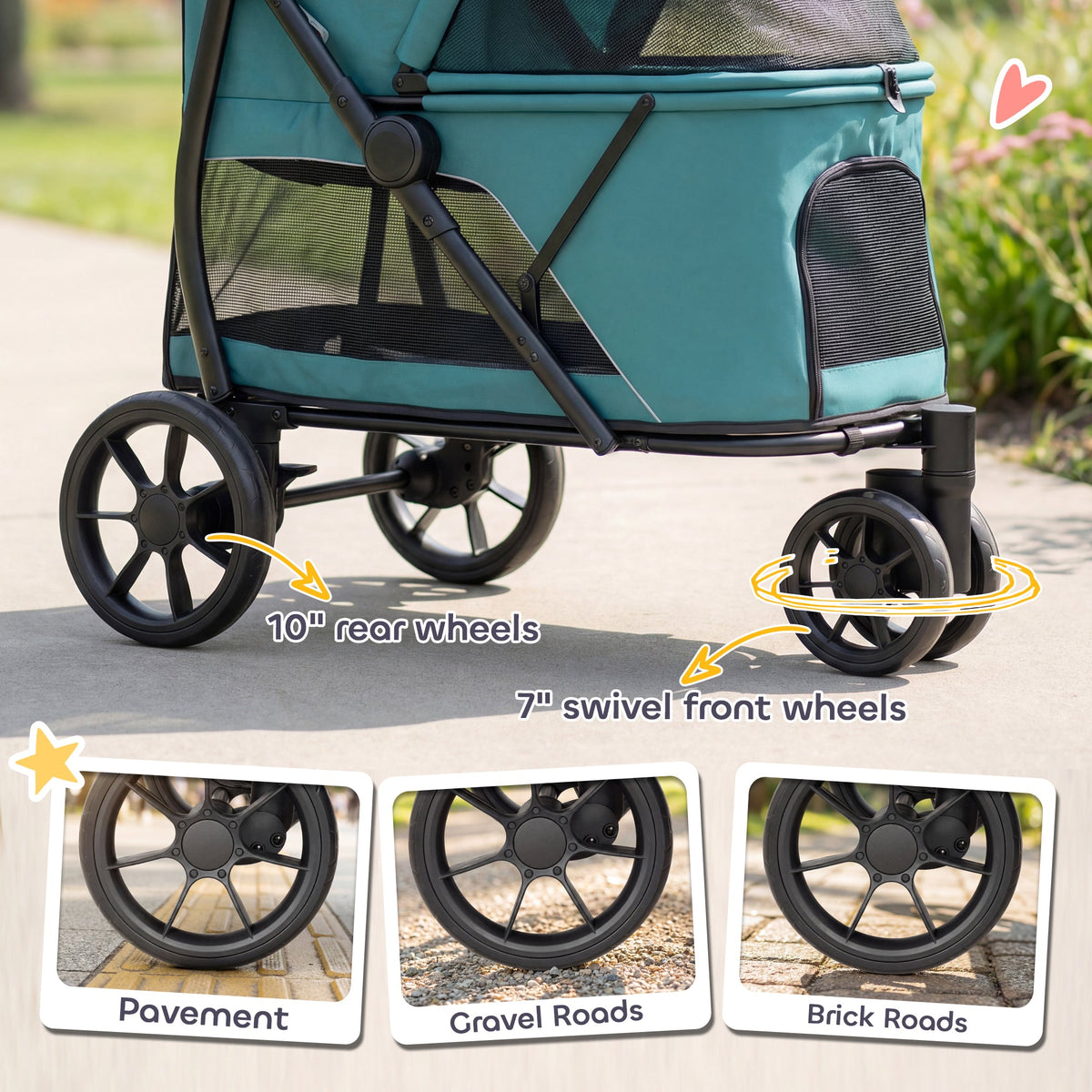 PawNora Foldable Dog Stroller – All-Terrain Pet Pram