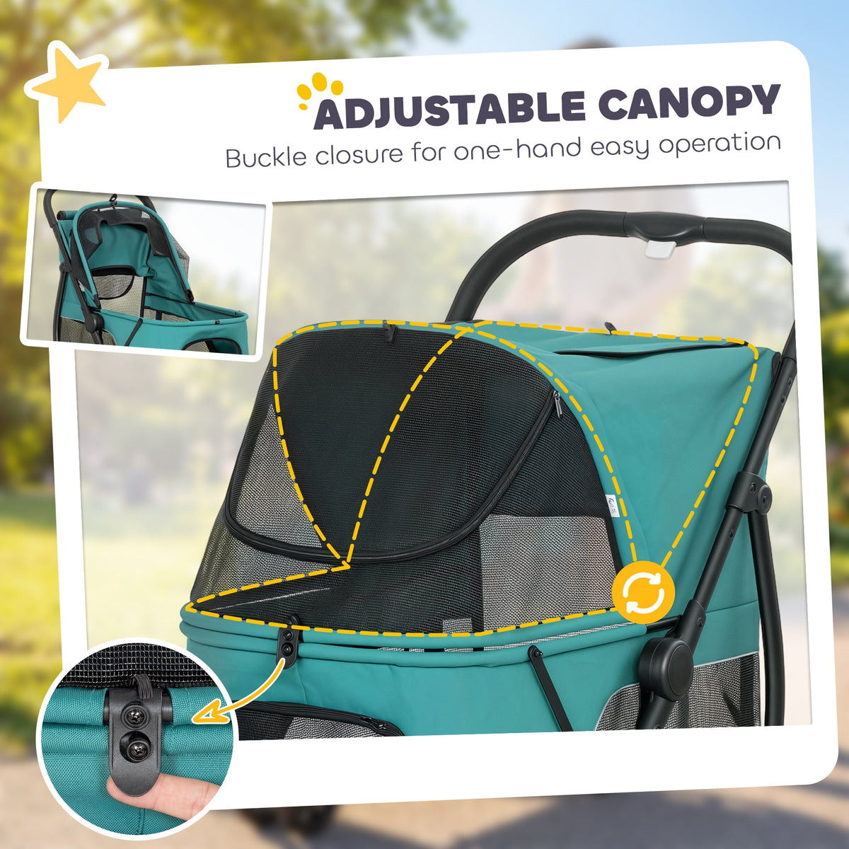 PawNora Foldable Dog Stroller – All-Terrain Pet Pram