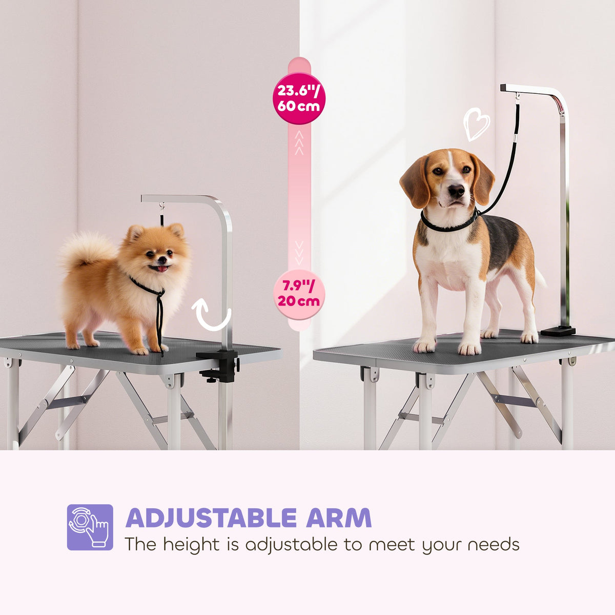 PawNora Foldable Pet Grooming Table – Adjustable Height with Non-Slip Surface
