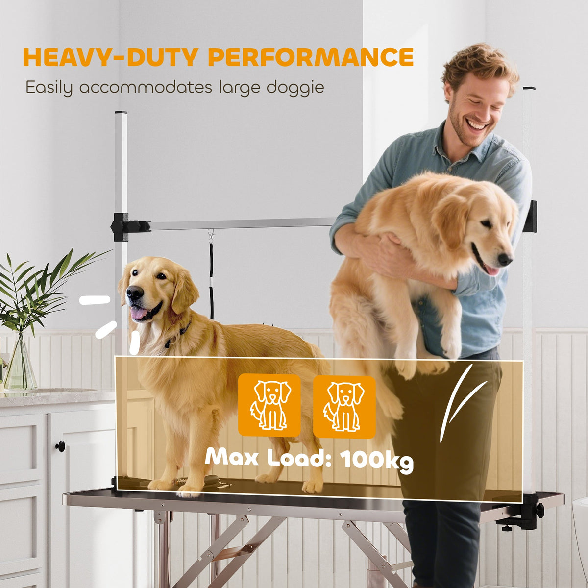 PawNora Professional Pet Grooming Table – Height Adjustable with Storage Shelf