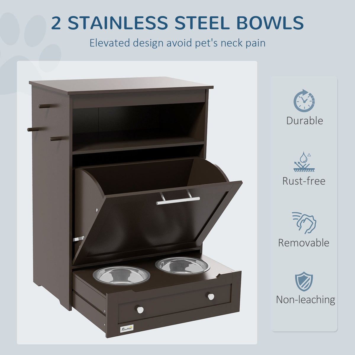 PawNora Pet Feeding Station – Pull-Out Bowl Drawer &amp; Storage Cabinet