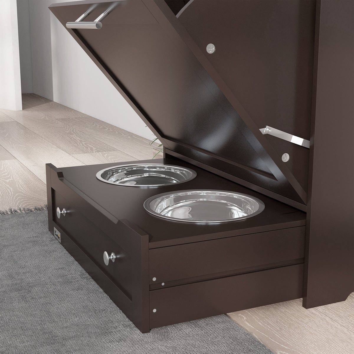 PawNora Pet Feeding Station – Pull-Out Bowl Drawer &amp; Storage Cabinet