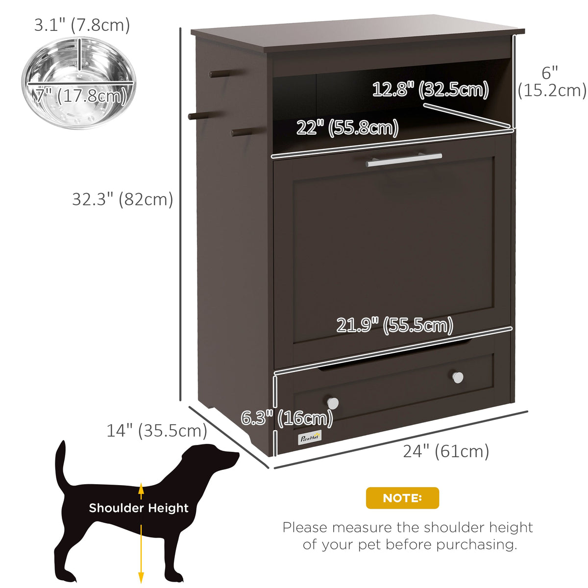 PawNora Pet Feeding Station – Pull-Out Bowl Drawer &amp; Storage Cabinet