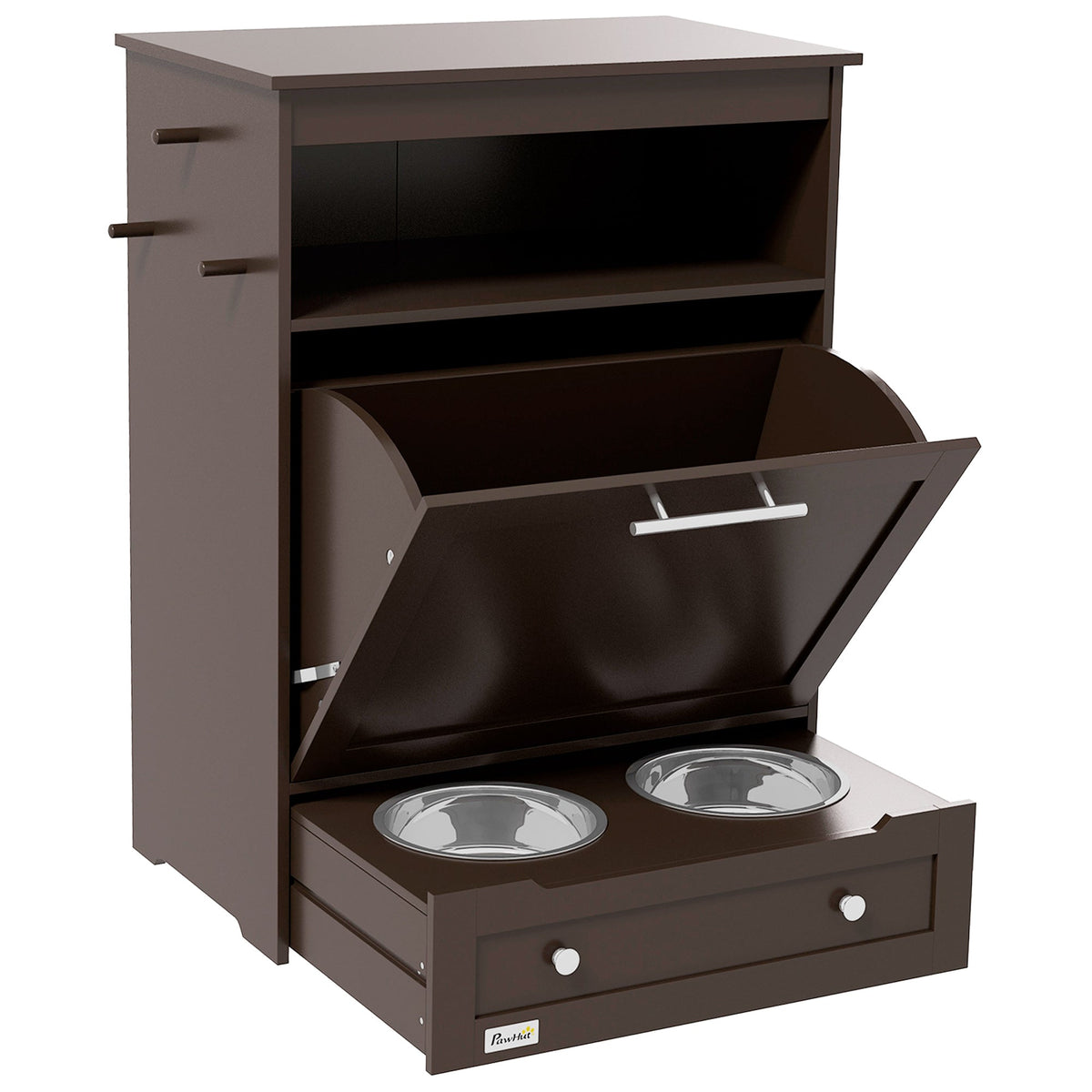 PawNora Pet Feeding Station – Pull-Out Bowl Drawer &amp; Storage Cabinet