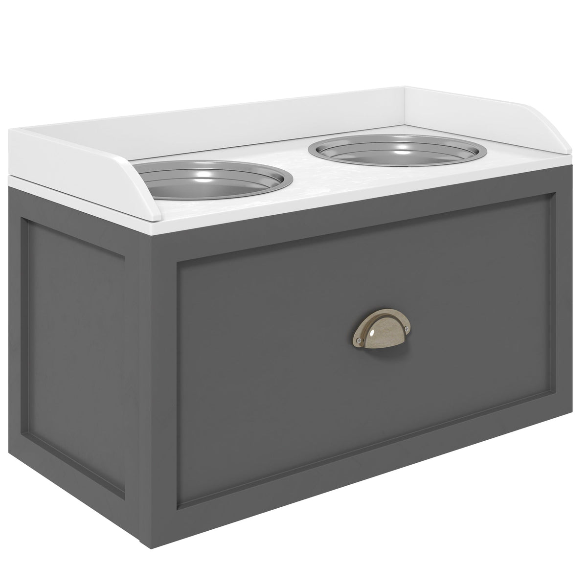 PawNora Elevated Dog Feeder – 2 Stainless Steel Bowls with Storage Drawer
