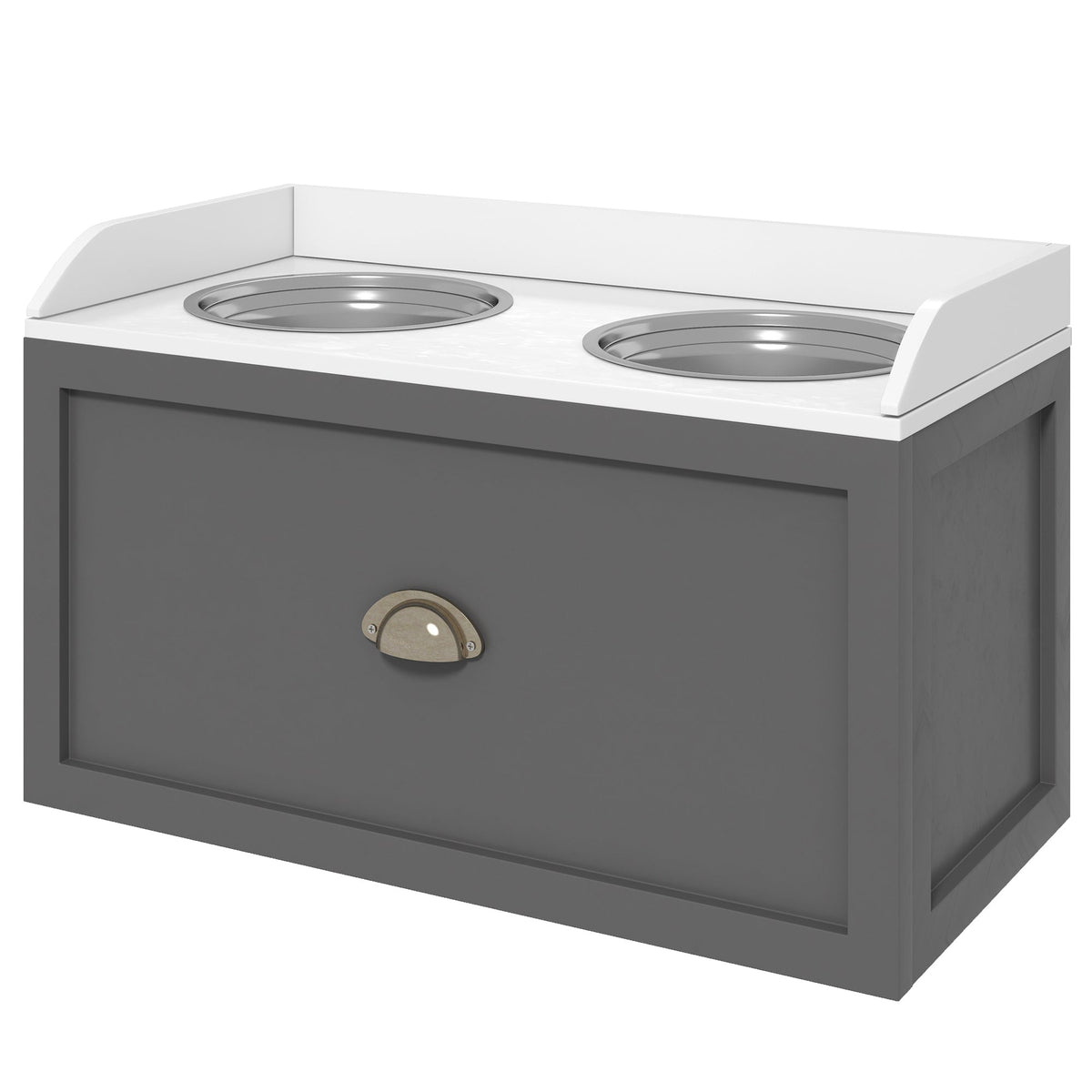 PawNora Elevated Dog Feeder – 2 Stainless Steel Bowls with Storage Drawer