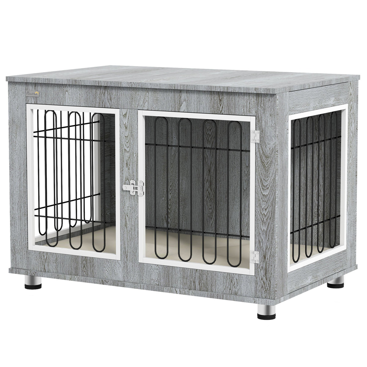 PawNora Dog Crate Furniture – Indoor Kennel with Cushion &amp; Side Table