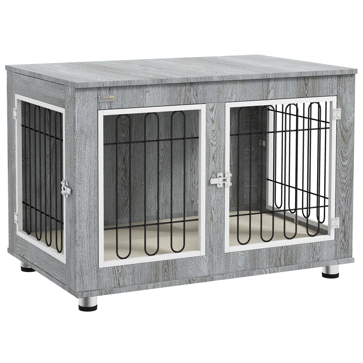 PawNora Dog Crate Furniture – Indoor Kennel with Cushion &amp; Side Table