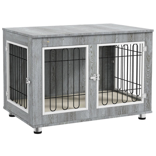 PawNora Dog Crate Furniture – Indoor Kennel with Cushion &amp; Side Table