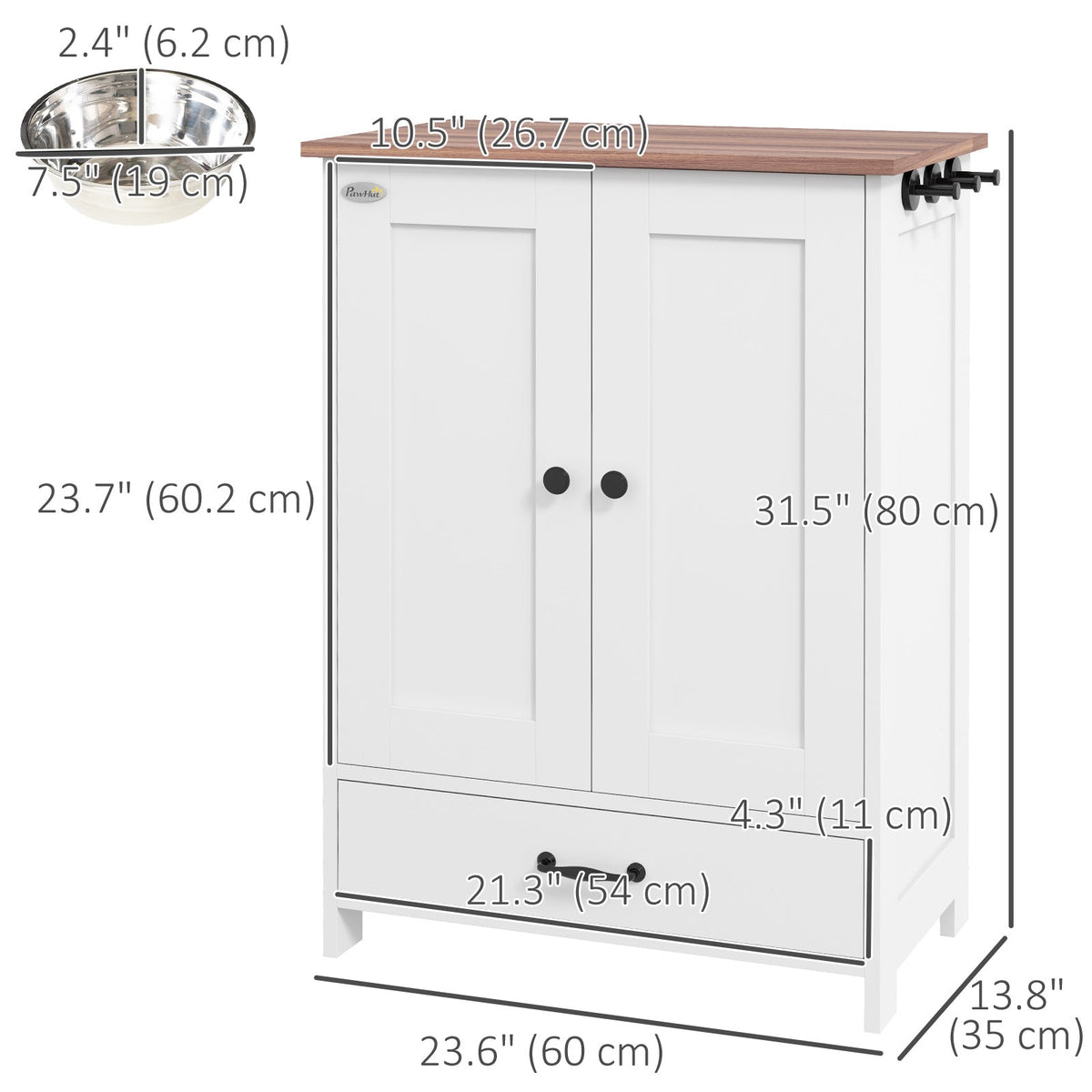 PawNora Dog Feeding Station – Hidden Bowls with Food Storage Cabinet