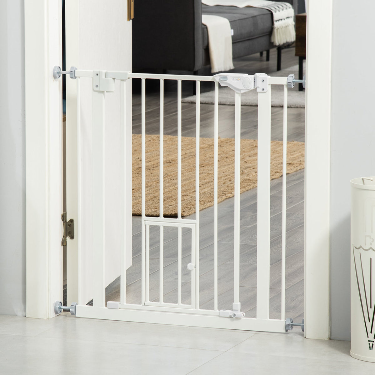 PawNora Steel Pet Gate – Auto-Close Dog Gate with Small Pet Door