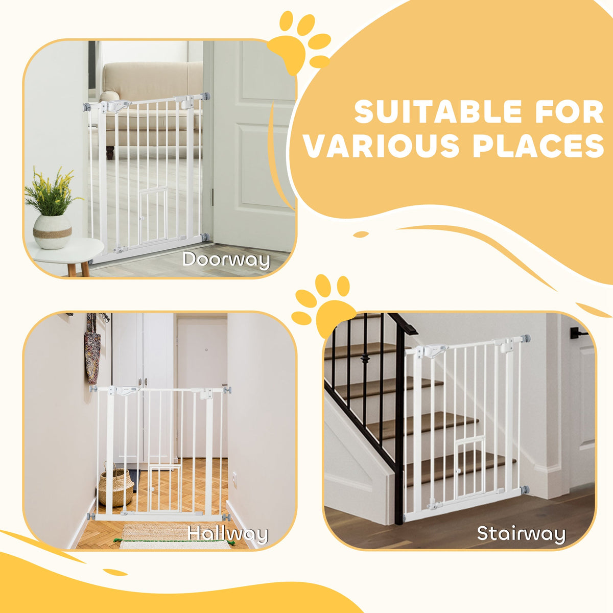 PawNora Steel Pet Gate – Auto-Close Dog Gate with Small Pet Door