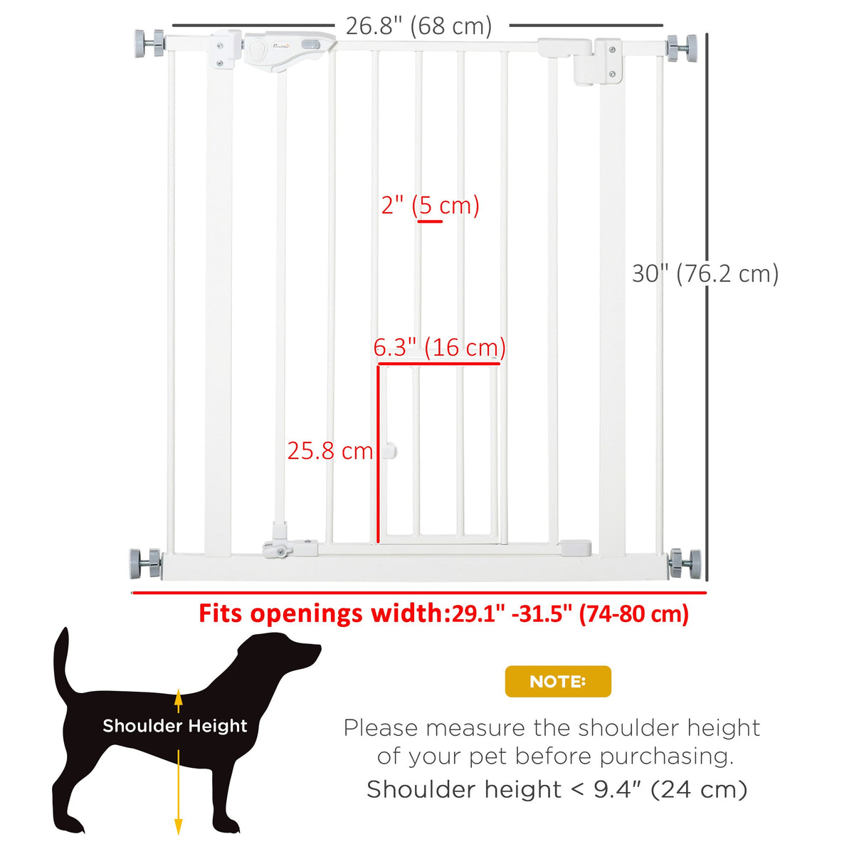 PawNora Steel Pet Gate – Auto-Close Dog Gate with Small Pet Door