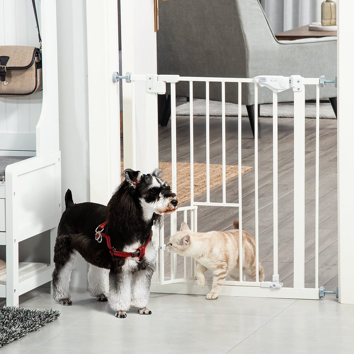 PawNora Steel Pet Gate – Auto-Close Dog Gate with Small Pet Door
