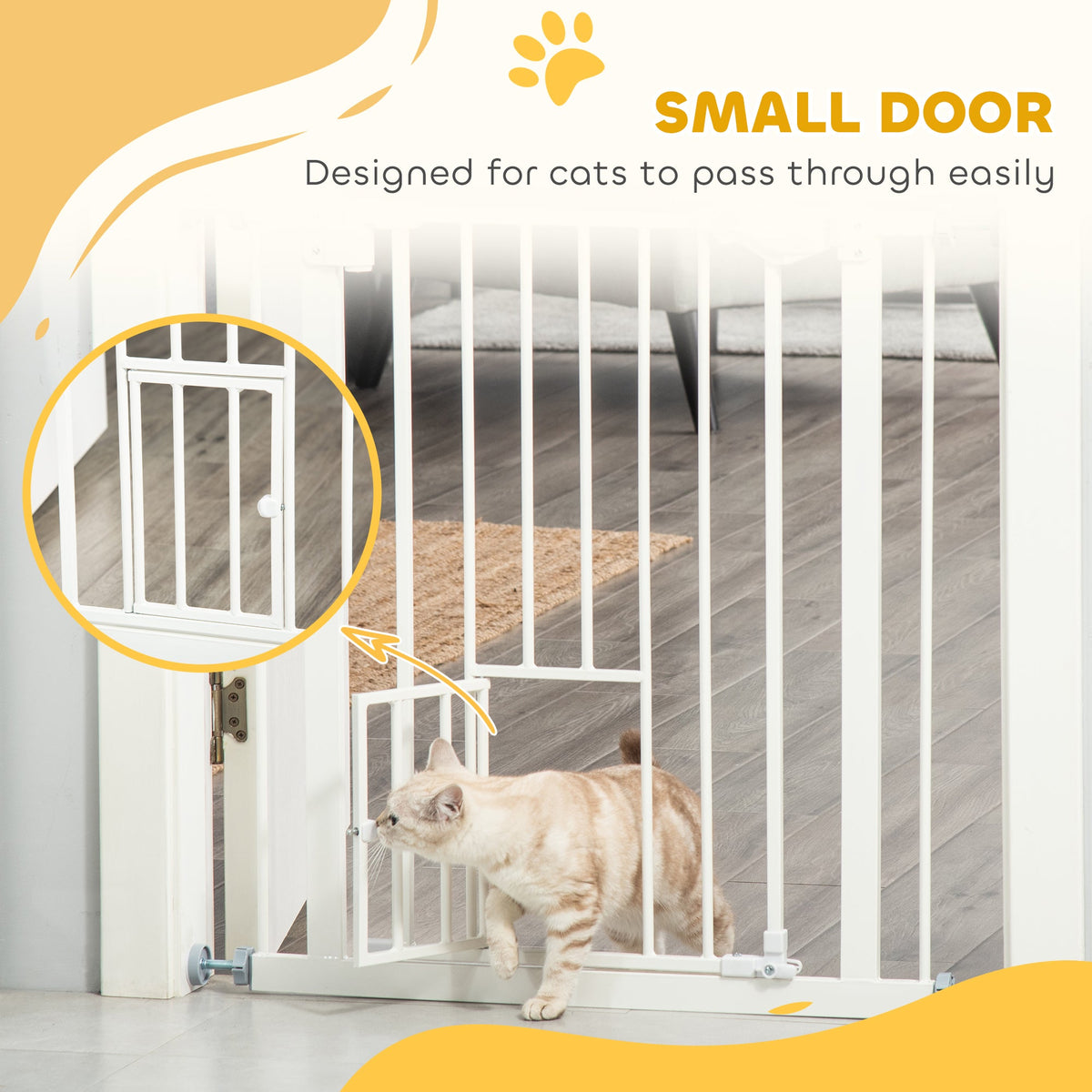 PawNora Steel Pet Gate – Auto-Close Dog Gate with Small Pet Door