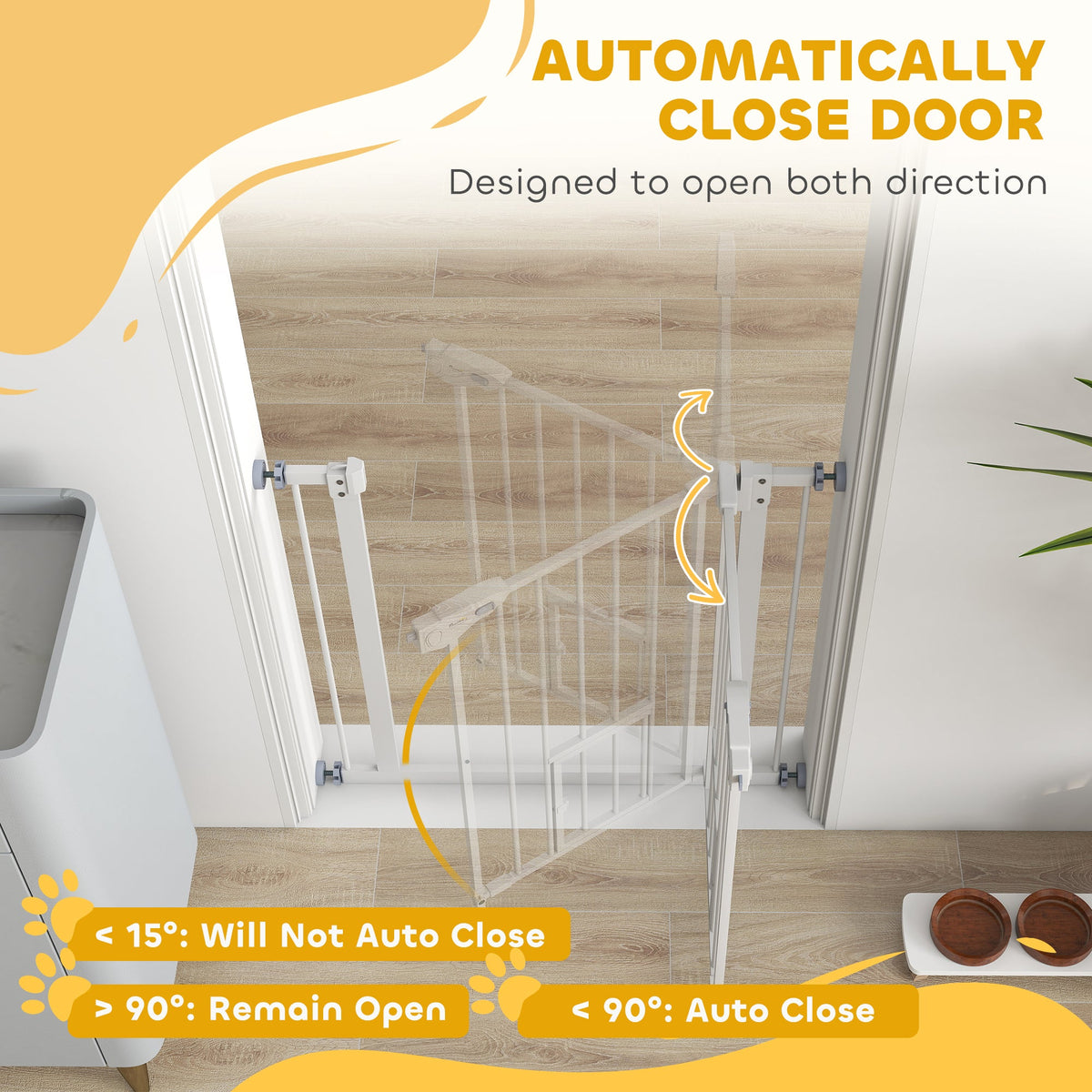 PawNora Steel Pet Gate – Auto-Close Dog Gate with Small Pet Door