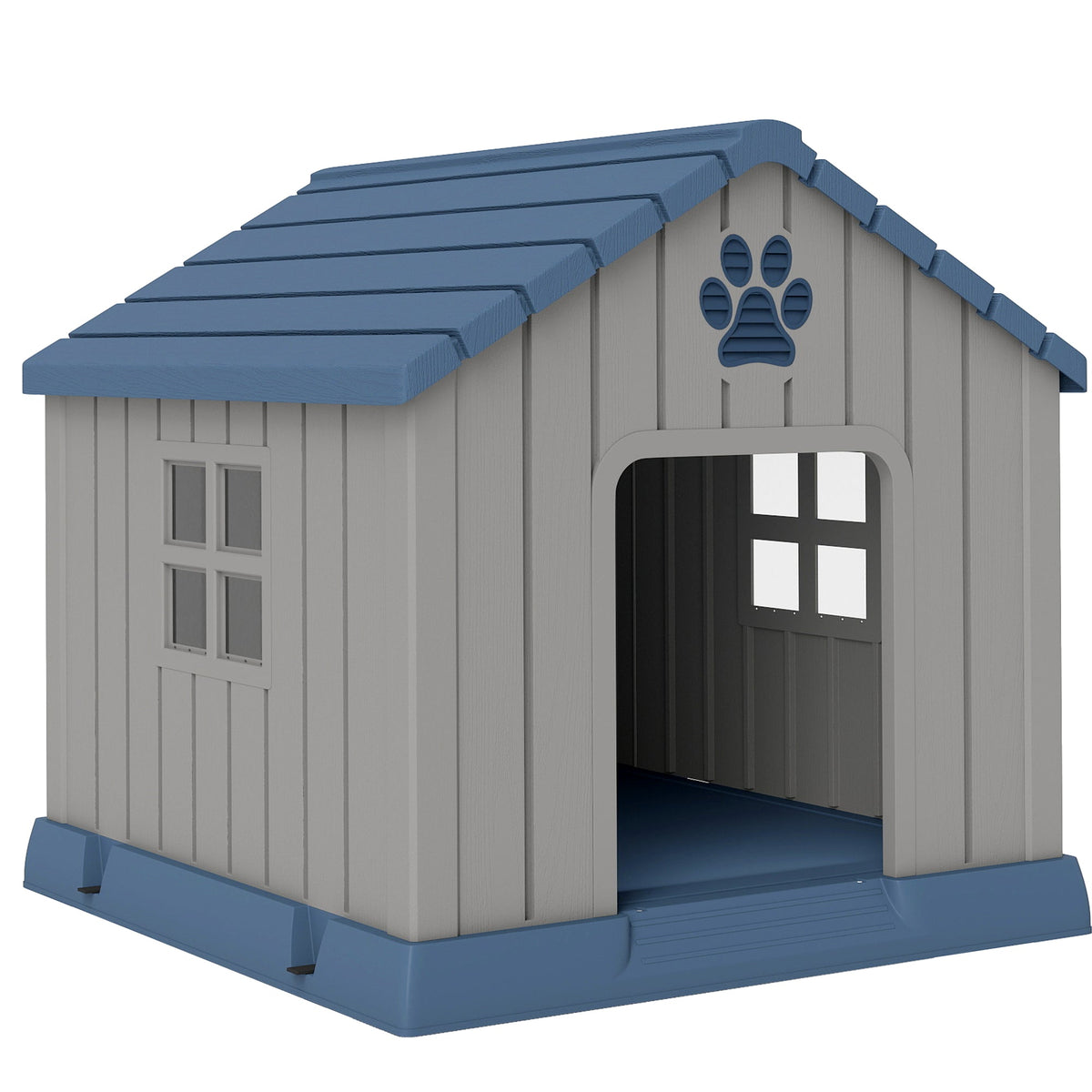 All-Weather Cabin-Style Outdoor Dog House with Ventilation Grey