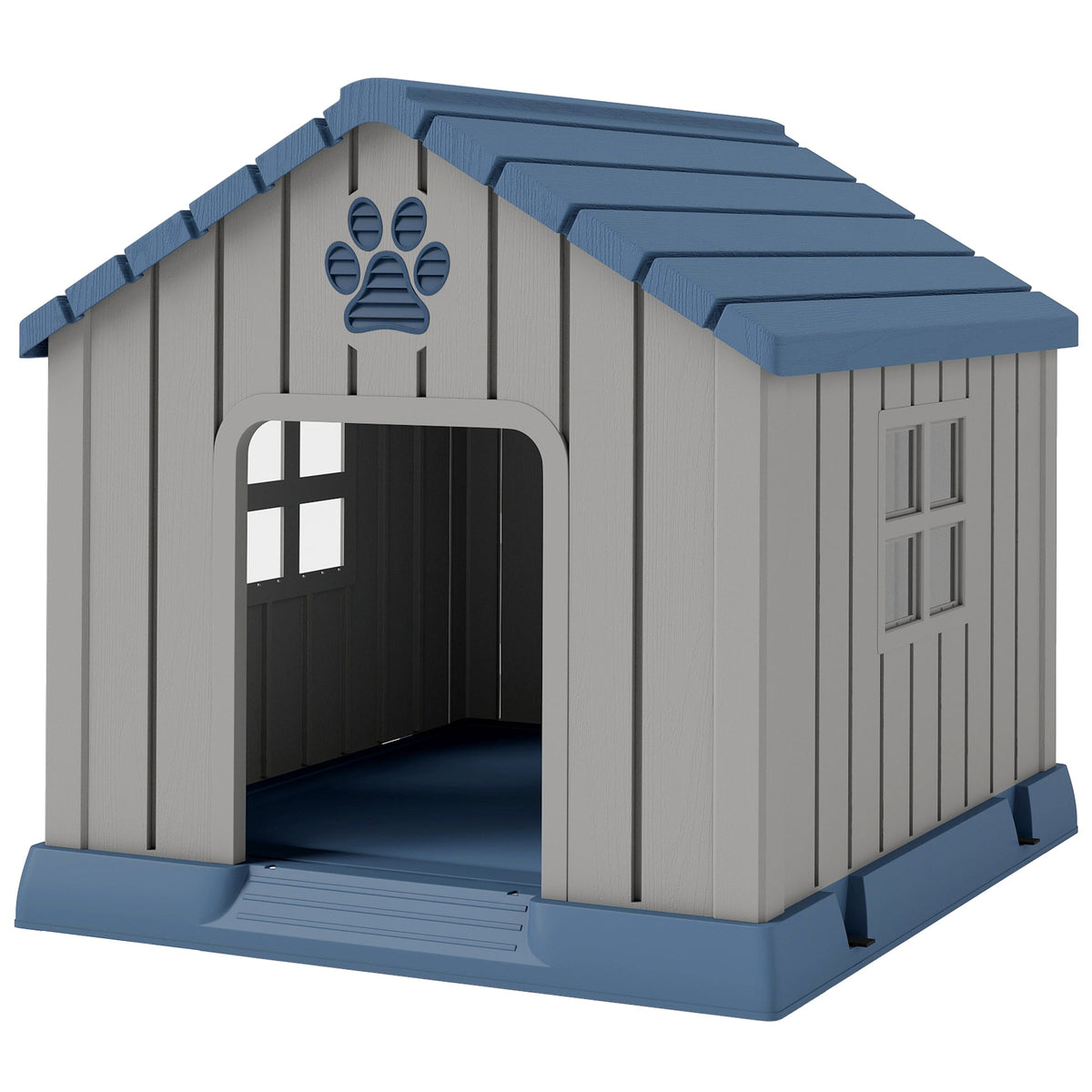 All-Weather Cabin-Style Outdoor Dog House with Ventilation Grey